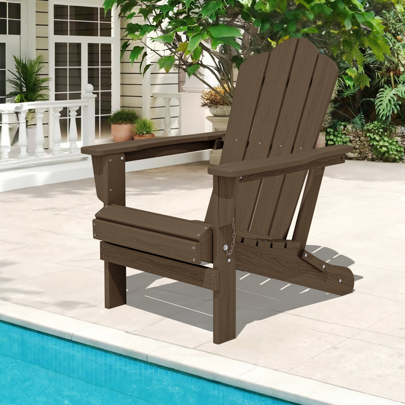Chaise Adirondack en acier PEHD pliable, Brun