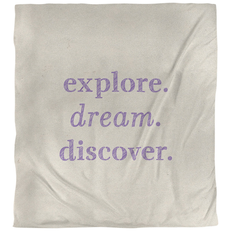 Housse de couette réversible simple "quotes explore", Housse de couette pour très grand lit, Blanc / Mauve