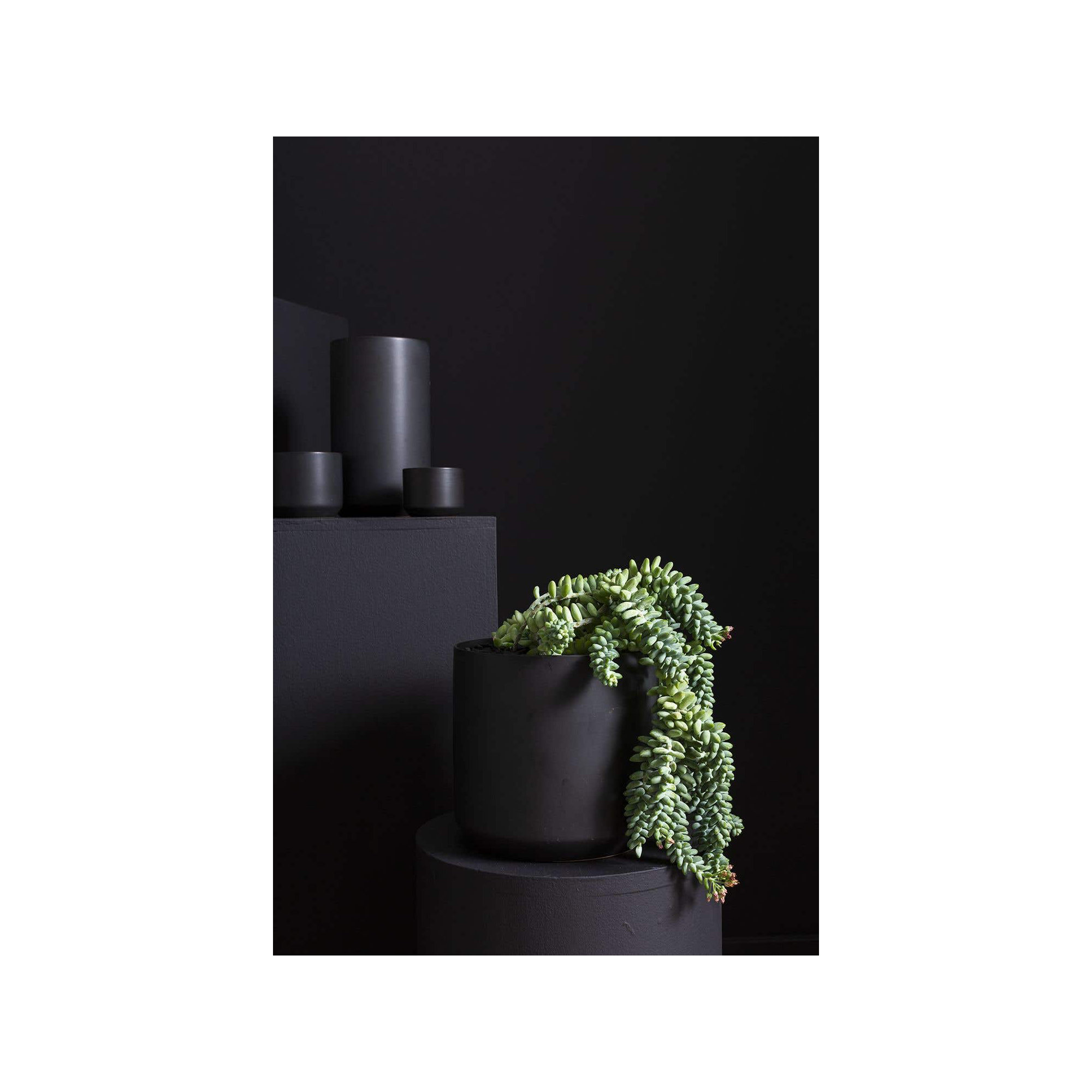 Parsons Handmade Ceramic Pot Planter, Black, 6.75" H x 7" W x 7" D