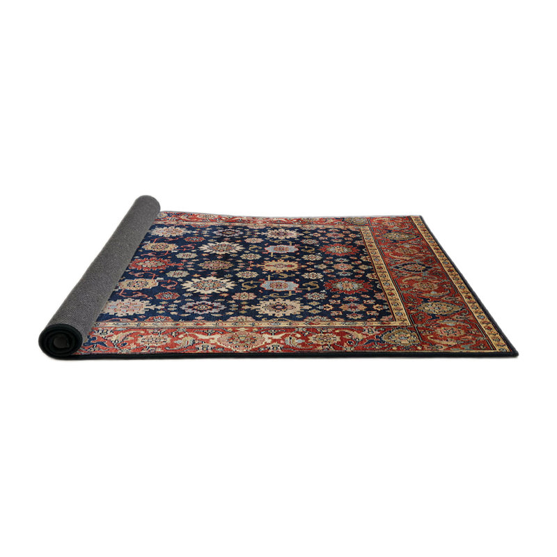 Tapis oriental rouge et bleu, Rond 8 pi