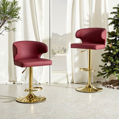 Ensemble de 2 chaises de bar rotatives réglables avec dossier en cuir PU d'une capacité de 300 lb