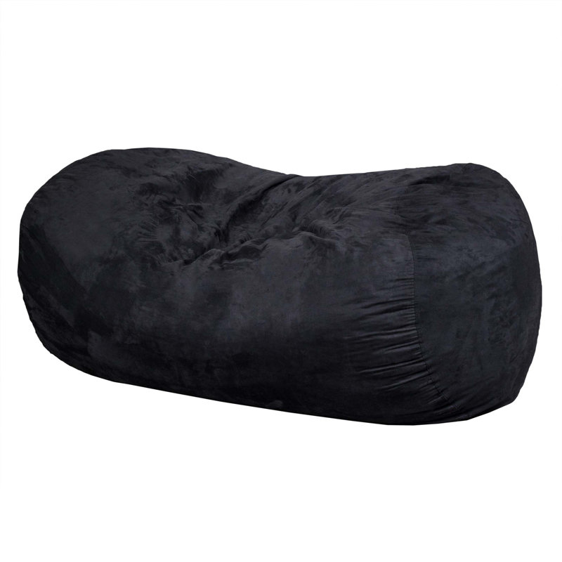 Fauteuil à billes cylindrique avec couvercle amovible et mousse haute densité, H 33 po x l 68,75 po x P 44,75 po, Tissu noir
