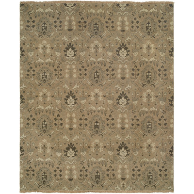 Wool Floral Area Rug in Brown