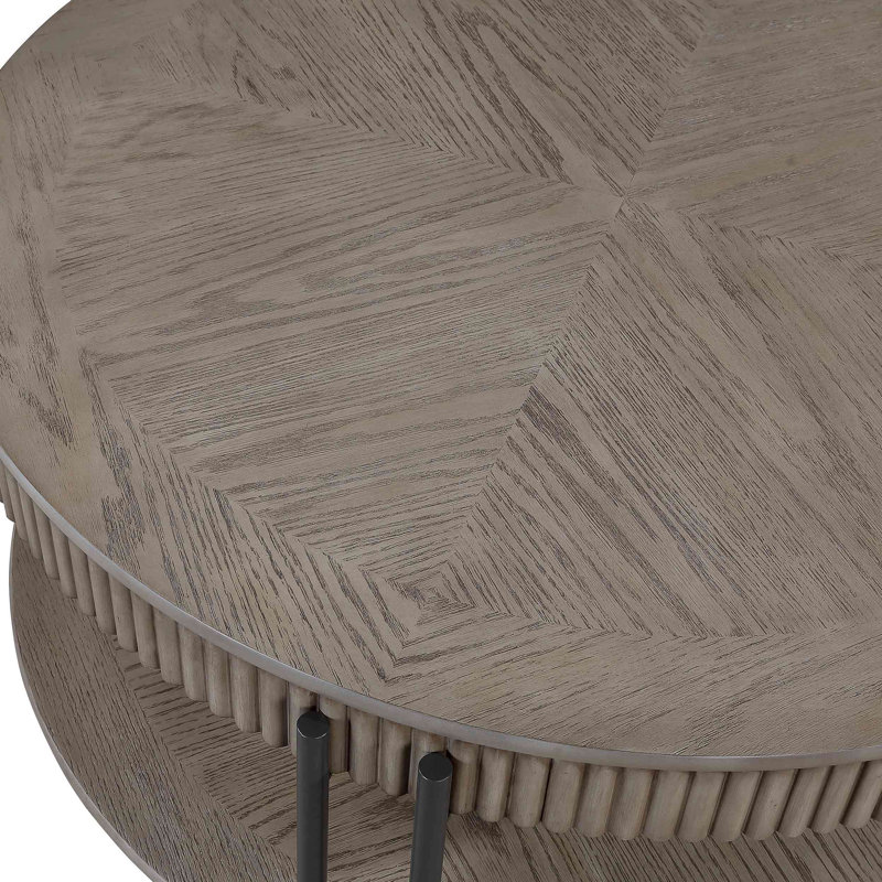 Table de bout ronde contemporaine avec tablette de rangement 1pc