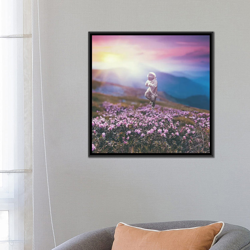 «Astronaut's Dream», reproduction sur toile, H 26 po x l 26 po x P 1,5 po, Toile encadrée noire, Pas de tapis