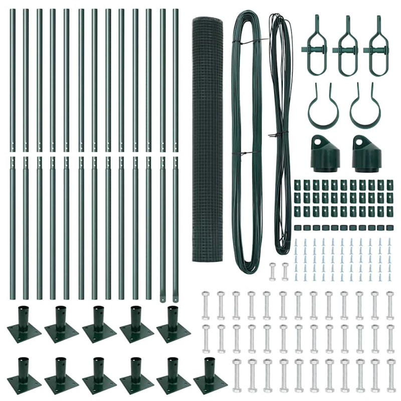 Steel Fencing Kits, 100cm H x 2500cm x 3.2cm D, Green