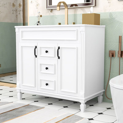 Elliesha Modern Freestanding Single Bathroom Vanity with Sink Top and Ample Storage