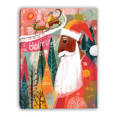 «Believe Santa Sleigh», art mural sur toile tendue