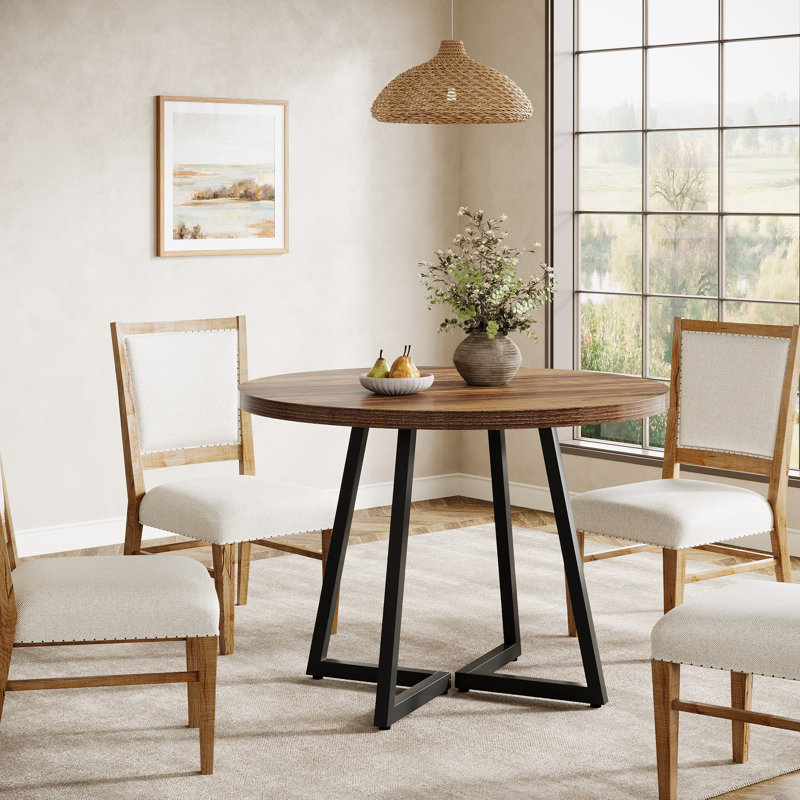 Round Dining Table with Steel Base