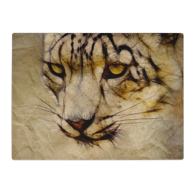 Snow Leopard  Glass Chopping Board