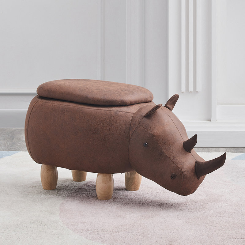 Britten 76cm Wide Faux Leather Novelty Solid Colour Ottoman with Storage, Brown