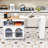 Rolling Kitchen Island with Extended Table, Kitchen Island with LED Light, Power Outlets and Storage-1316368928