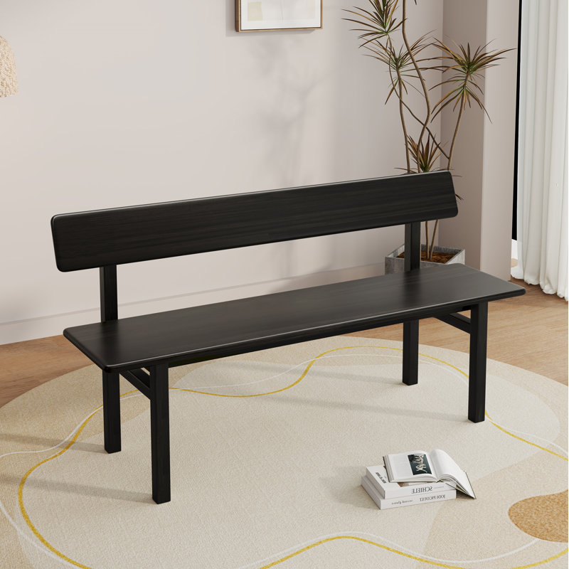 Banc de salle à manger en bois noir, H 29,9 po x l 63 po x P 15,7 po