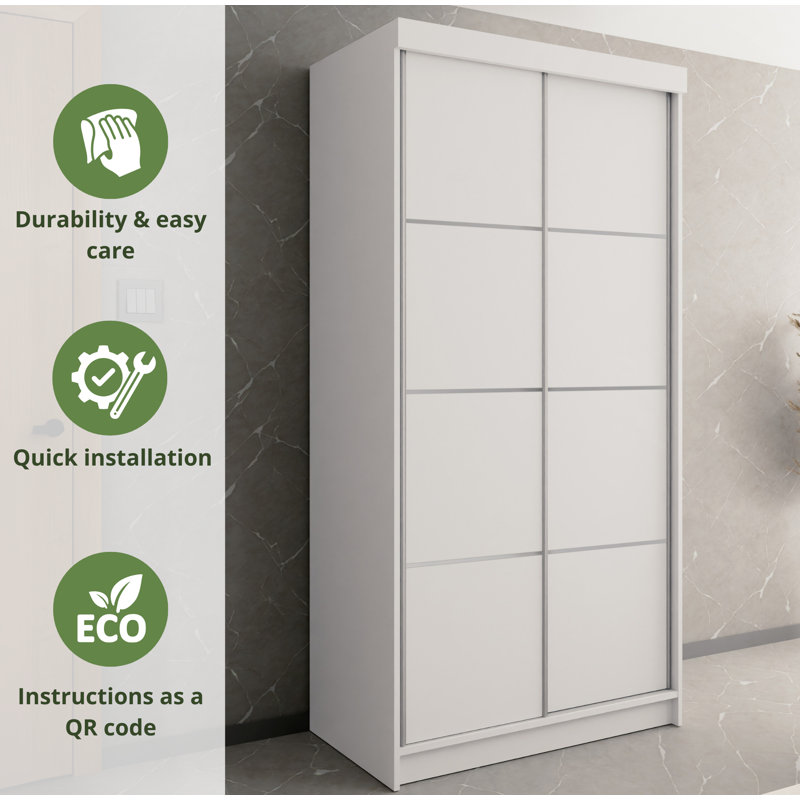 Mackeroy 2 Door Solid + Manufactured Wood Wardrobe, White