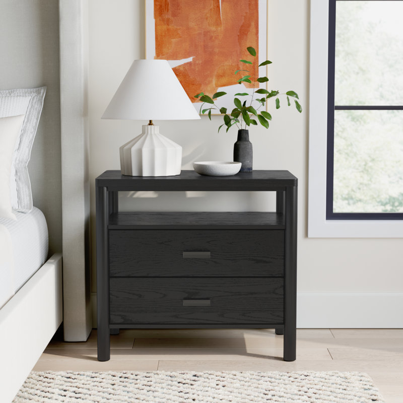 Kaplan Wood 29" Nightstand, Black