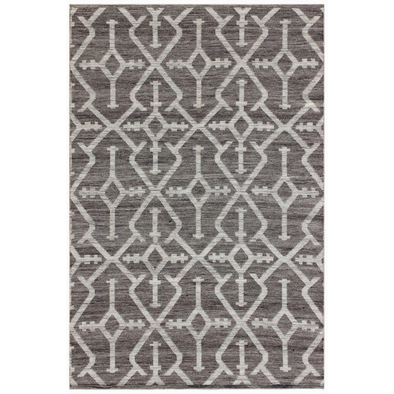 Tapis gris / ivoire en polyester tissé à la main thierry, Rectangle 7 pi 9 po x 10 pi 6 po