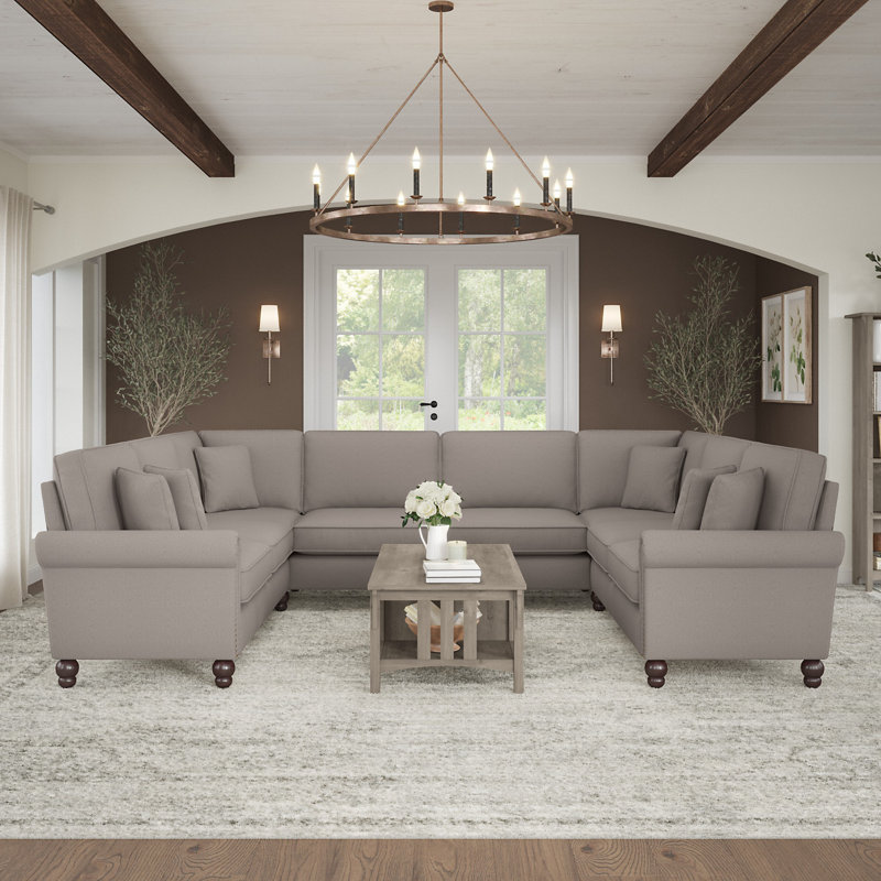 Canapé modulaire Atifah, H 36 po x l 125 po x P 99,01 po, Beige