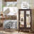  44" Lighted Curio Cabinet, 3-Tier Glass Display Cabinet with Glass Doors & Adjustable Shelves, Acrylic Back Panel, Light Blub Included, Vintage China Cabinet for Living Room, Kitchen-1375564578