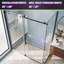Cabine de douche coulissante en coin sans cadre, 142-152 cm (L) x 81 cm (P) x 183 cm (H), verre trempé de 8 mm, noir mat
