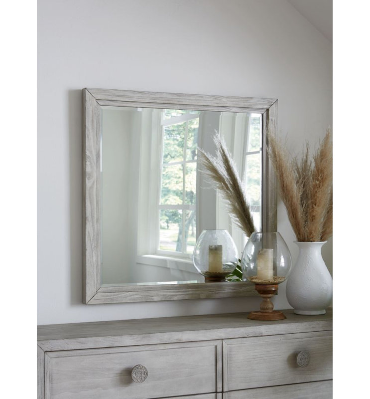 Tovoris Solid Wood Flat Mirror, Washed White