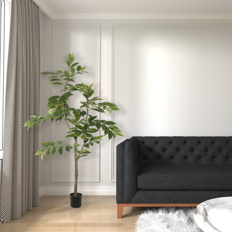 Potted Artificial Green Nandina Tree., 72" H x 37" W x 37" D