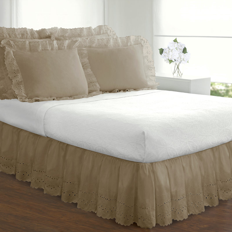Ivory Embroidered Ruffled Standard Cotton Pillow Sham