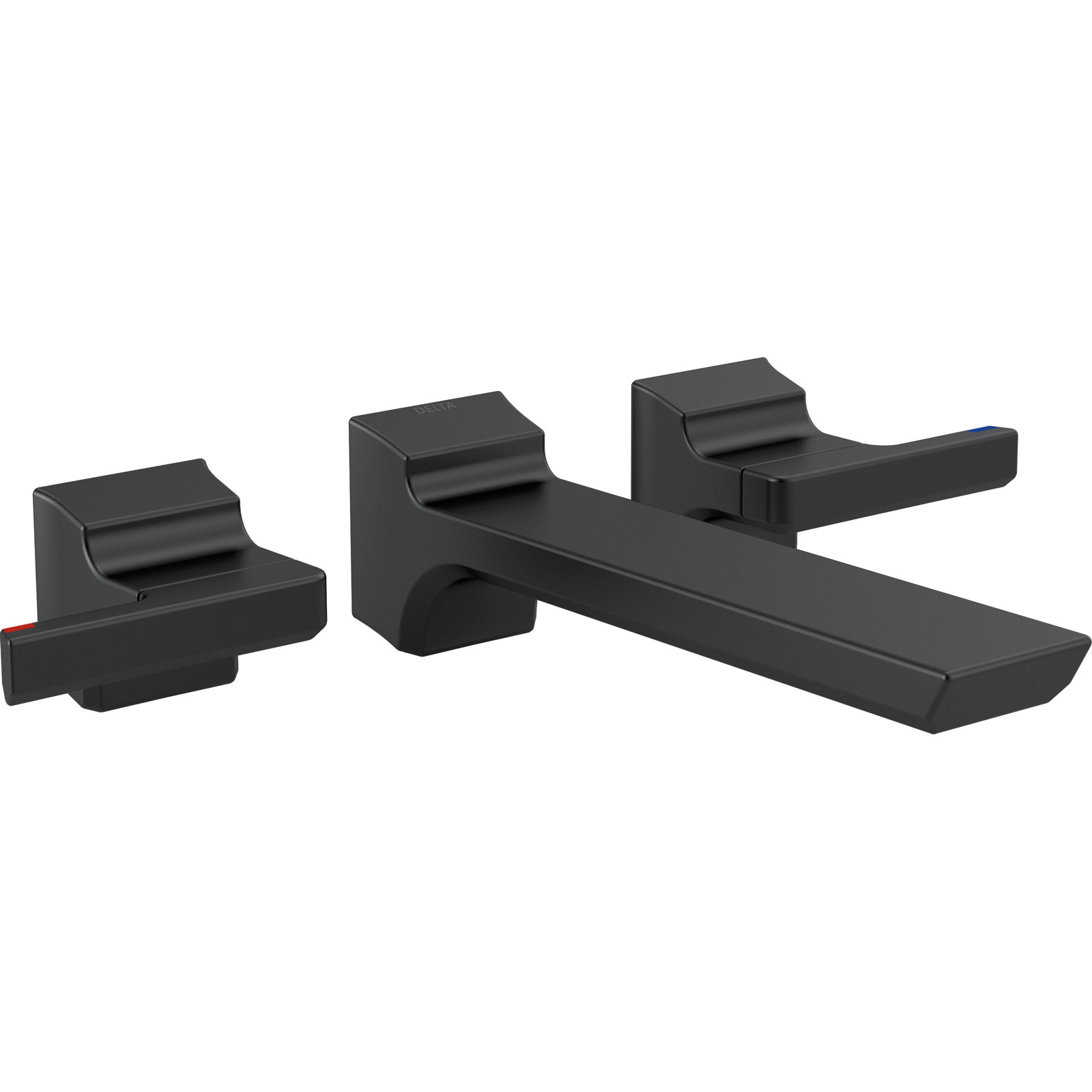 Pivotal Double Handle Wall Mounted Bathroom Faucet, Matte Black