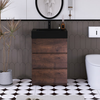 Saunder 24'' Single Bathroom Vanity with Solid Surface Top