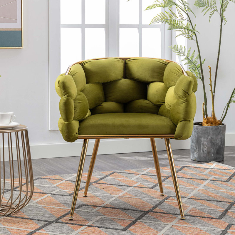 16.9'' H Velvet Upholstered Armchair, Olive Green, 1