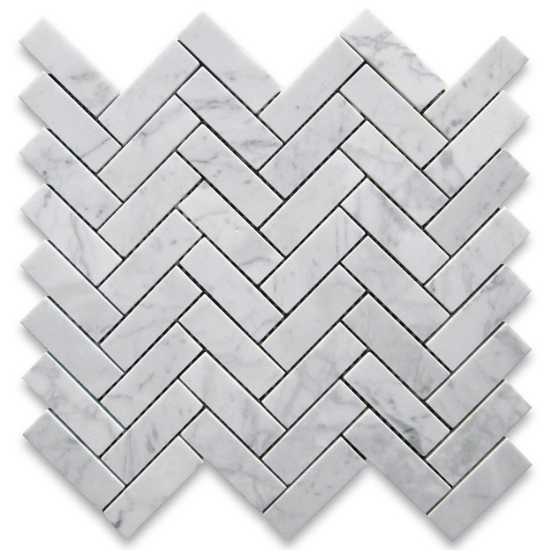 12" x 13" Marble Herringbone Mosaic Wall & Floor Tile