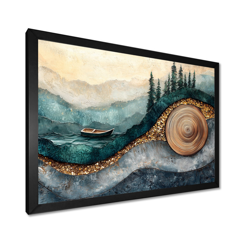 Émeraude et rivière de cristal dans la forêt III - forêt, art mural, H 30 po x l 40 po, Noir