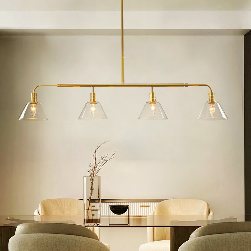 4 - Light Modern Clear Glass Linear Kitchen Island Pendant Light for Dining Room