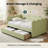 Queen Size Cozy Gingham Daybed with Two Storage Drawers, Linen Fabric Sofa Bed with USB Port and Adorable Wave Shaped Design, for Bedroom or Living Room-1754214111