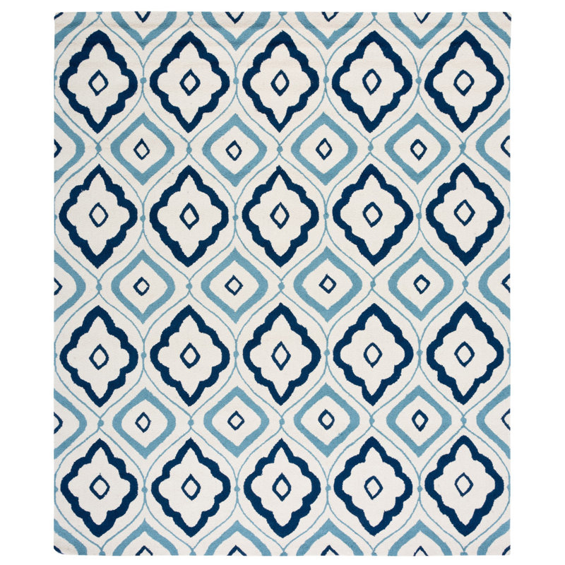 Abbie-Jai Hand Hooked Performance Geometric Rug, Rectangle 8' x 10'