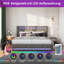 Storage Bed With 4 Drawers & Dual LED Lights, Upholstered Bed Frame With Adjustable Headboard, Grey Linen-555591949