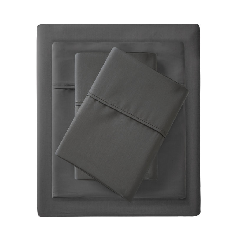 1500 Thread Count Cotton Blend 4-Piece Sheet Set, King Sheet Set with 2 Pillowcases, Charcoal