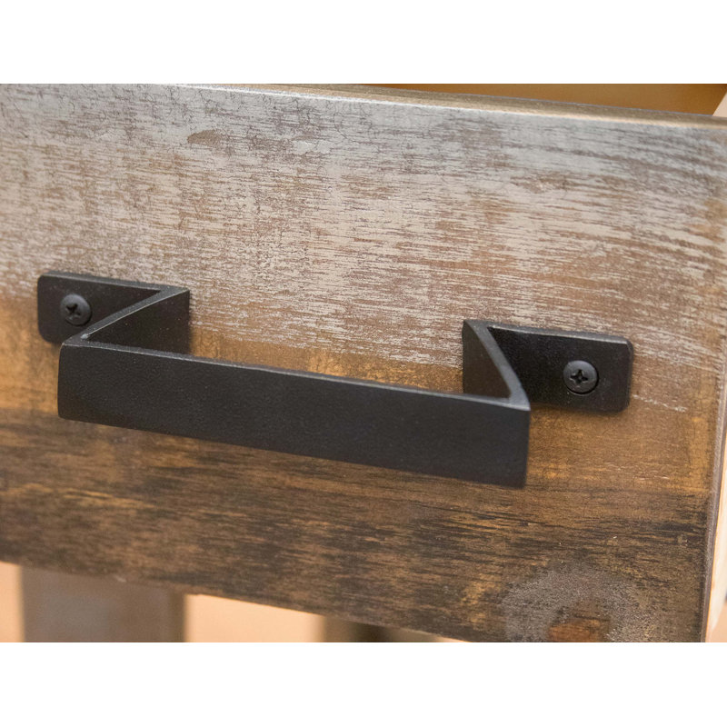 Table de bout en bois massif avec rangement Sabetha
