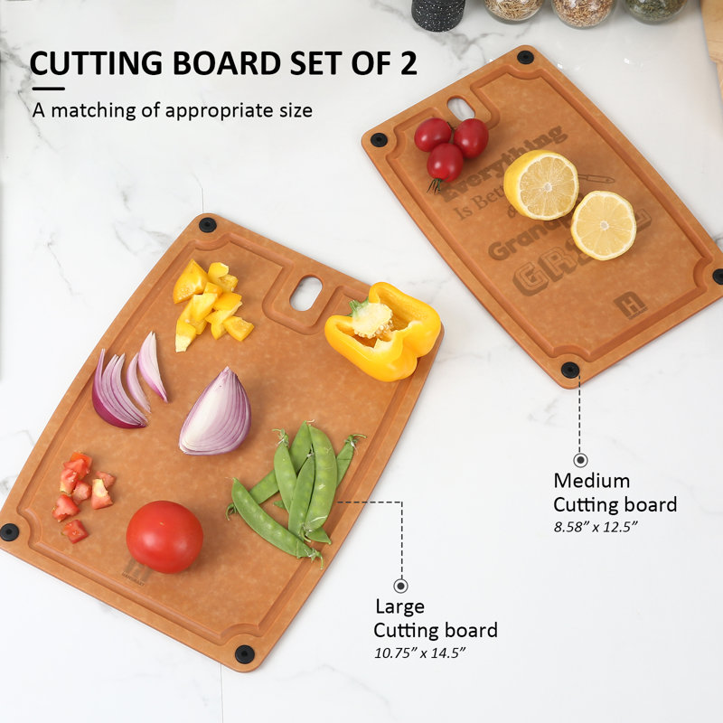 2-Pc. Eco-Friendly Composite Reversible Cutting Board Medium&Large Set With Handles, Grandpa