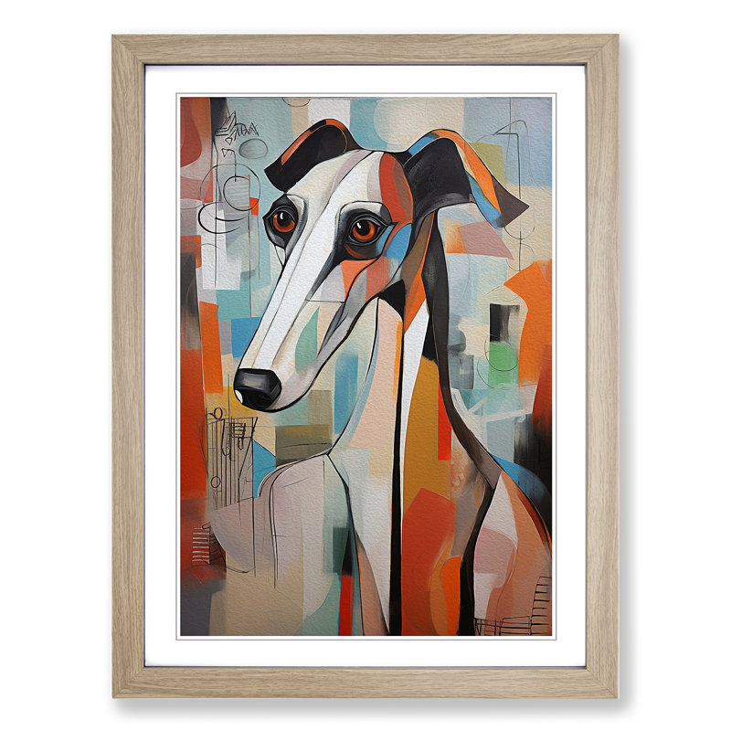 Whippet Abstract - Framed Print, Oak, 46cm H x 34cm W x 2cm D