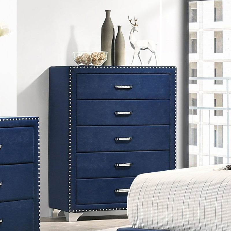 Orton 5-drawer Bedroom Chest Pacific Blue, Blue