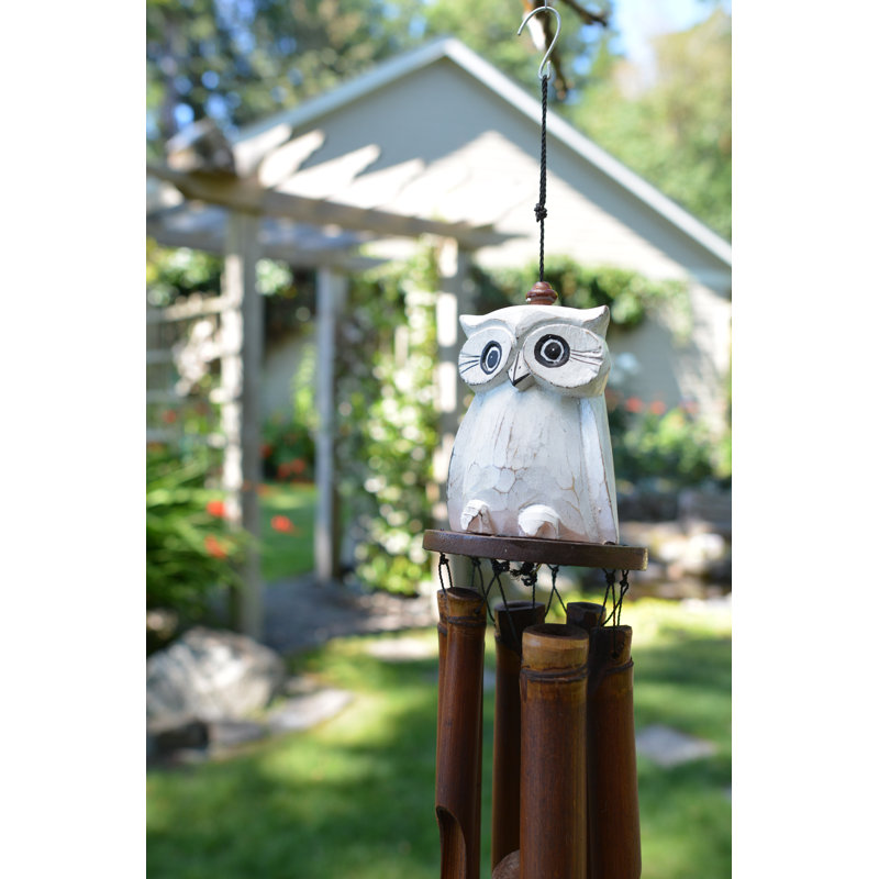 Carillon Oscar Owl, H 36 po x l 5 po x P 5 po, Blanc / Brun