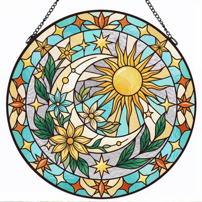 Panneau de vitrail Sun Moon ， 7,8H