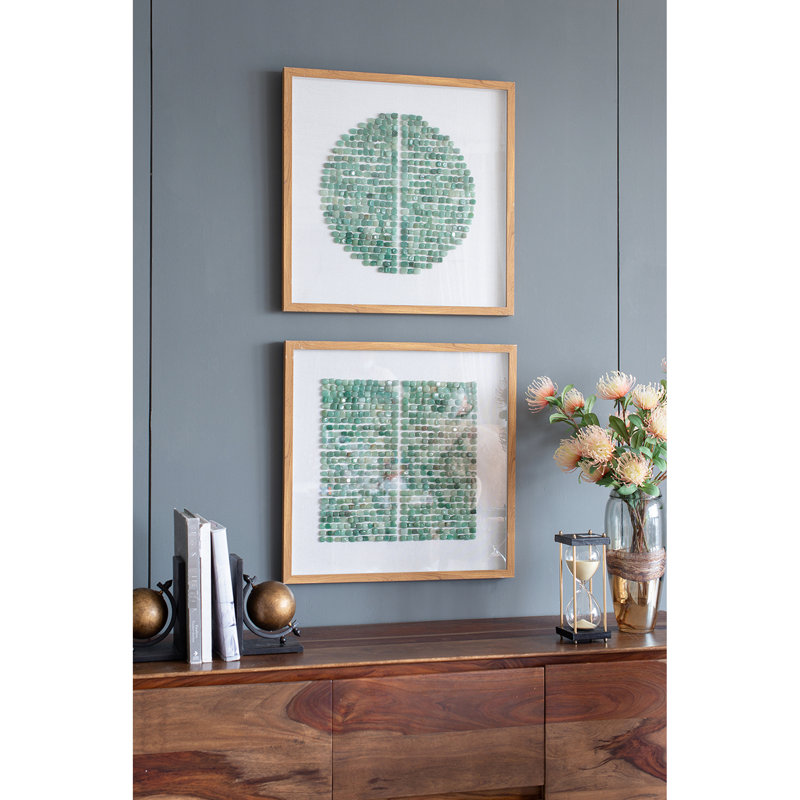 Art mural 23,5 po X - de 2 boîtes d'ombre en pierre rehausse le décor avec 40% de couleur, 15% d'art en verre transformant l'espace 23,6 po x 23,6 po x 1,2 po