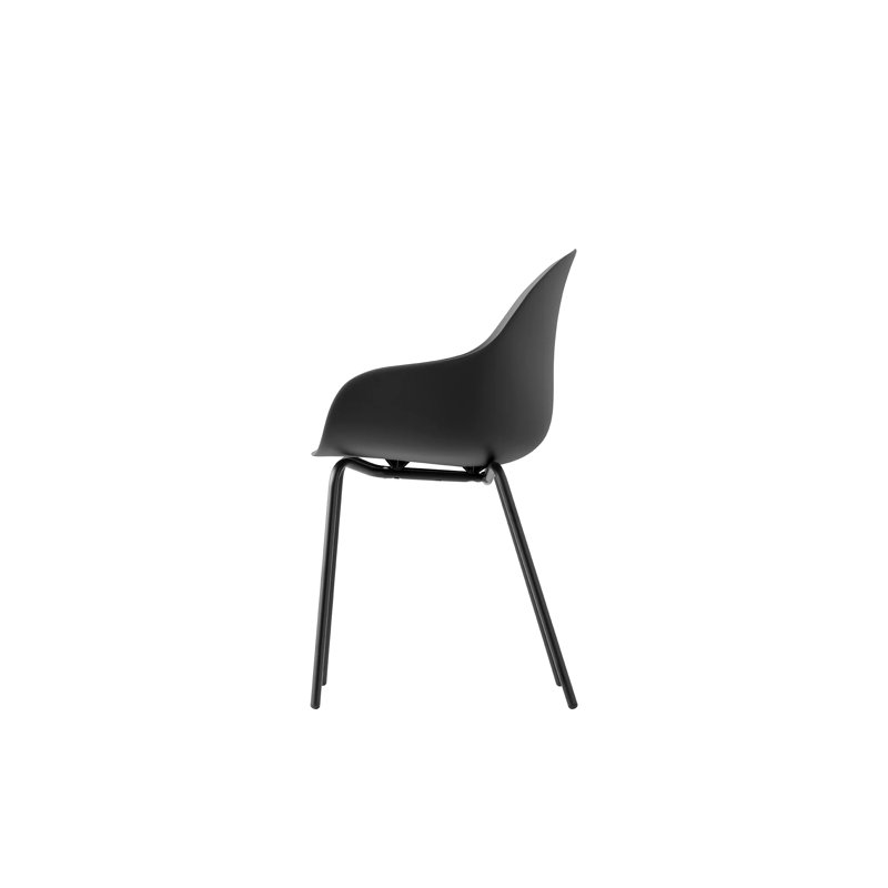 Academy Armchair with Metal Frame and Plastic Seat, Matte Black, Matte Black