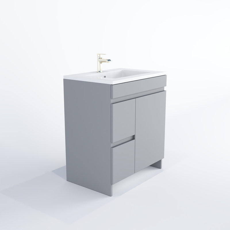 Waelyn 30'' Single Bathroom Vanity with Acrylic Top, Grey