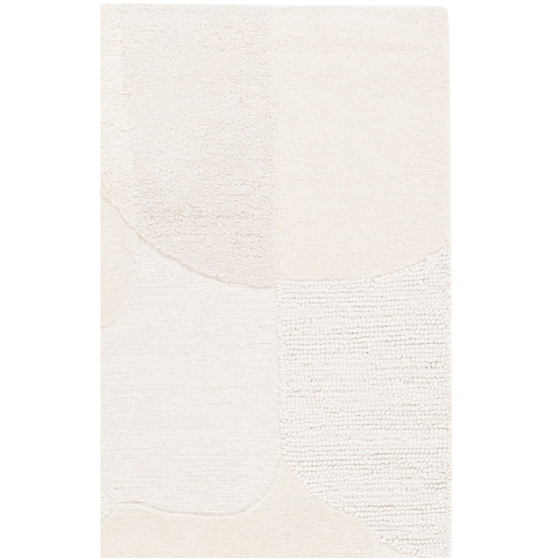 Amaree Hand Tufted Wool Cotton Abstract Rug in Ivory/Beige, Rectangle 5' x 8'