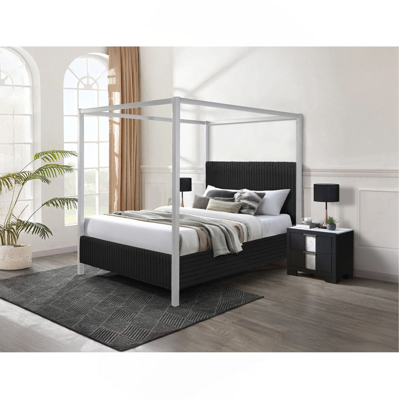 Mobilier de chambre à coucher 1pc, Noir, Grand lit