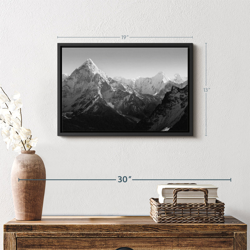 Nature «Montagne noire et blanche», H 19 po x l 13 po