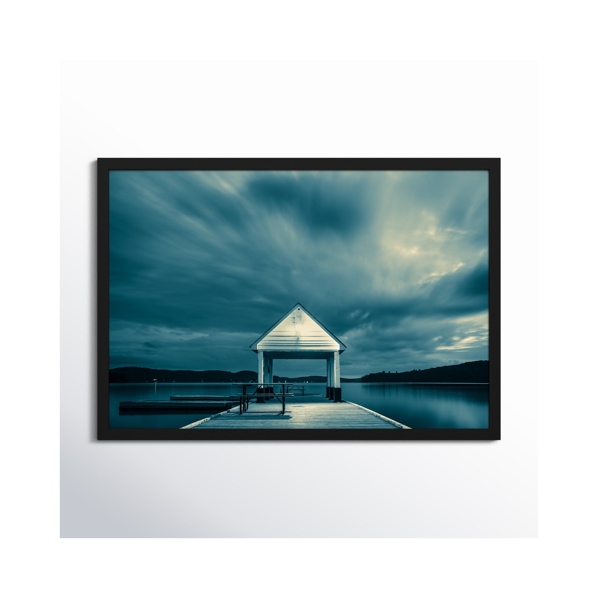 Rosseau Dock by Peter Dušek, 21" H x 30" W x 1.25" D, Black