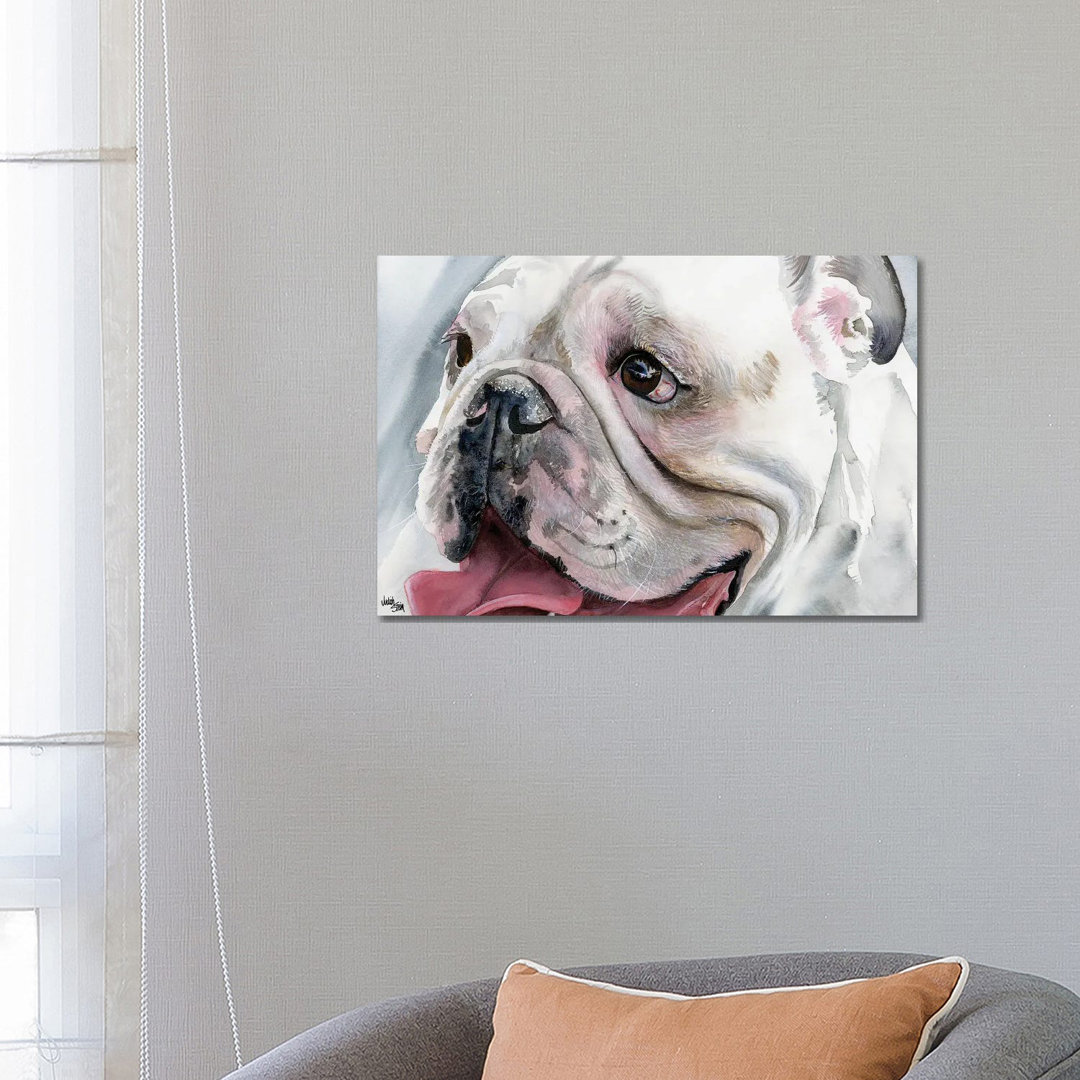 Bull's Eye - English Bulldog by Judith Stein - Wrapped Canvas Painting